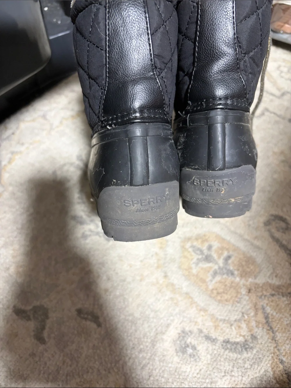 Sperry Kids Black Faux-Fur Lined Rain & Snow Boots